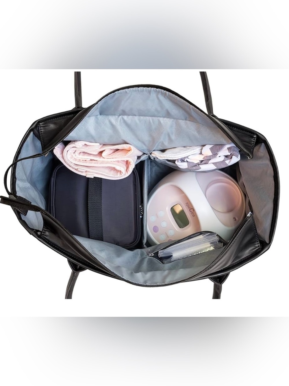 Jay Elle Duchess Quilted Navy Baby Breast Pump Bag w/ Gold Chain | 6-Piece Set - Picture 11 of 16